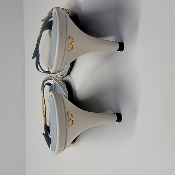 VALENTINO GARAVANI FOLIAGE SLIDE SANDAL GOLD/WHITE SZ 37 1/2EU 7.5US AUTHENTIC - Picture 5 of 16